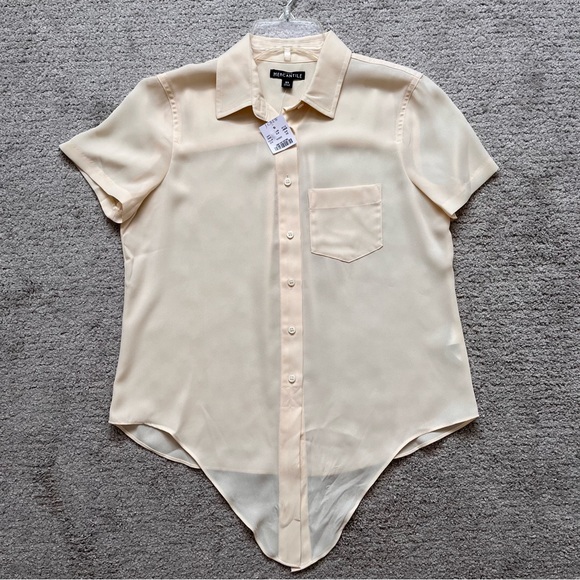 J Crew Yellow Peach Button Down Top xs new - Picture 3 of 4